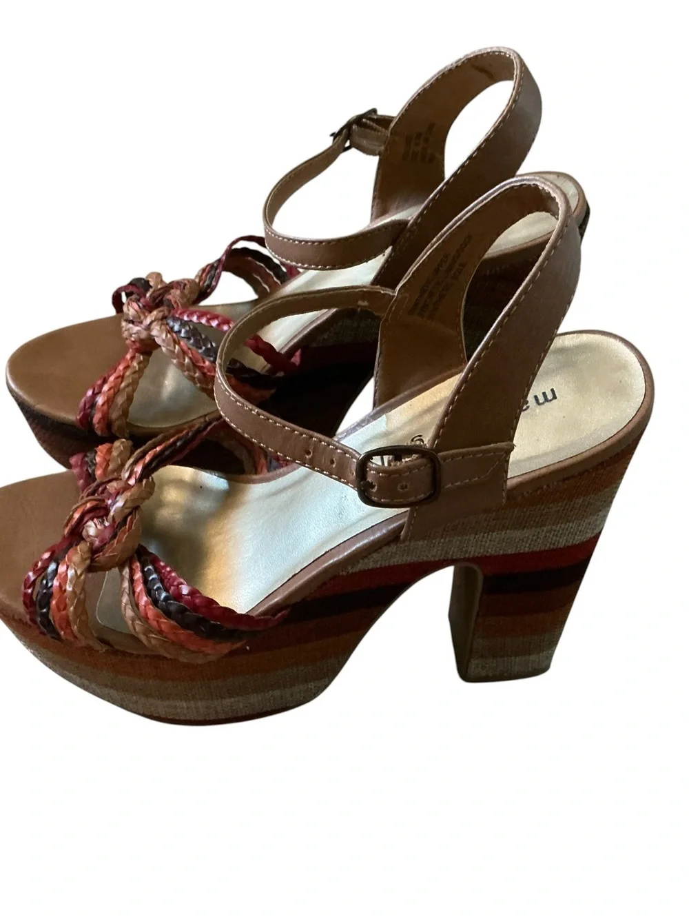 Vintage Madden Girl Rollie platform chunky sandals striped multicolored size 6.5